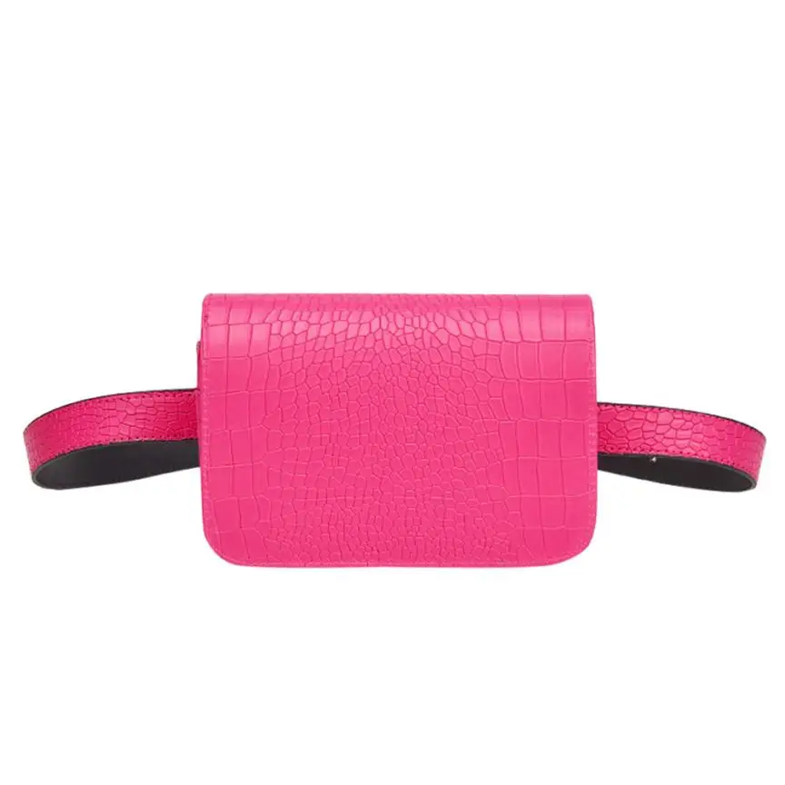 Женские сумки-мессенджеры с крокодиловым узором, кожаная сумка на плечо, нагрудная сумка, женская сумка для путешествий#410 - Цвет: Ярко-розовый