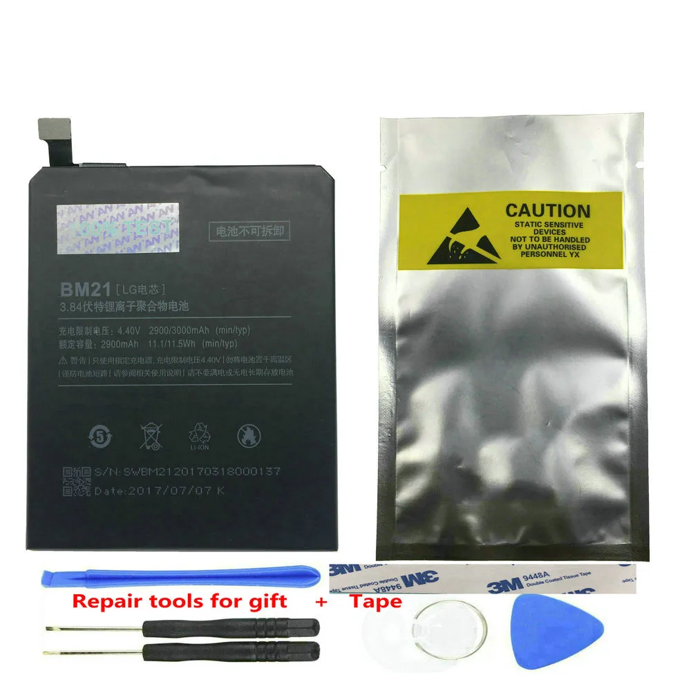 

BM21 Battery For Xiaomi Mi Note Mobile Phone 3G RAM Rechargeable Replacable Batteries Bateria 2900mAh 3000mAh 100% Test