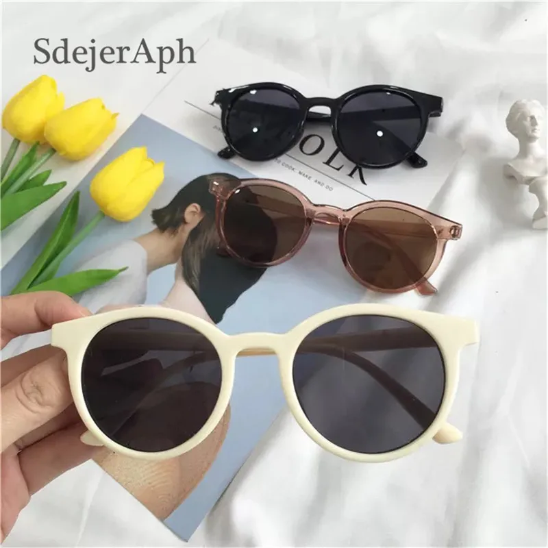 

Vintage Round Women Sunglasses Shades Retro Beige Tinted Color Lens Ladies Sunglasses Brand Korea Fashion Sun Glasses Eyewear