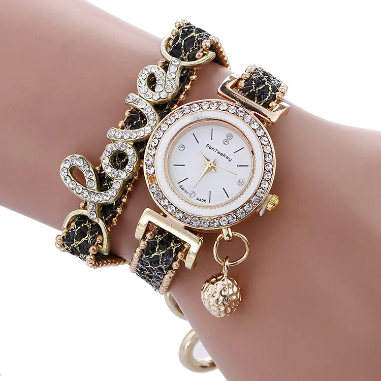 

Hot-selling new creative alloy drilled LOVE bracelet watch student women's watch fashion watch