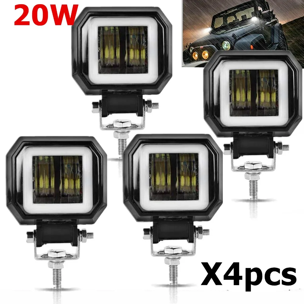 4 pcs square led work light
