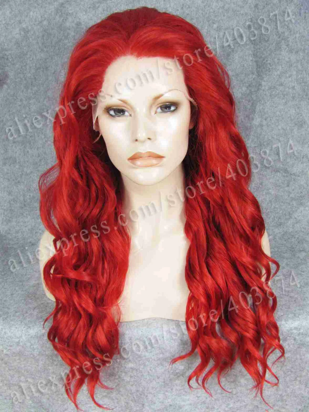 

CWN6C3100  Drag Queens Wig Long Wavy Cosplay Red Synthetic Lace Front Wig