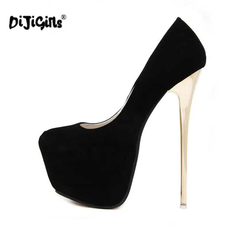 

dropship Sexy Pumps Wedding Women Fetish Shoes Concise Woman Pumps Latform Very High Heel Stripper Flock Pumps 16 cm Size 34-40