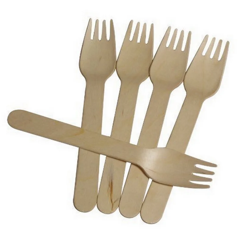 100pcs/lot Disposable Rustic Wooden Fork Eating Utensils Cake Dessert