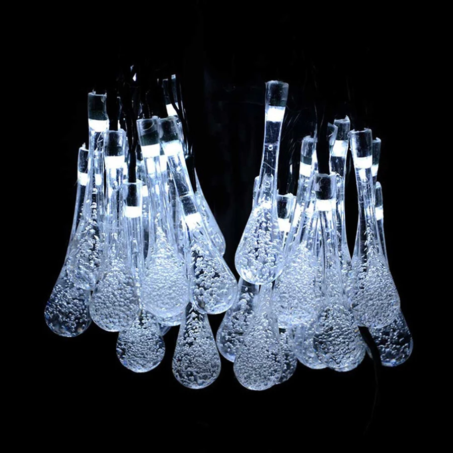 5M LED Christmas String Lights 20pcs Waterdrop Fairy String Garland For Wedding Christmas Party Festival Outdoor Lighting F