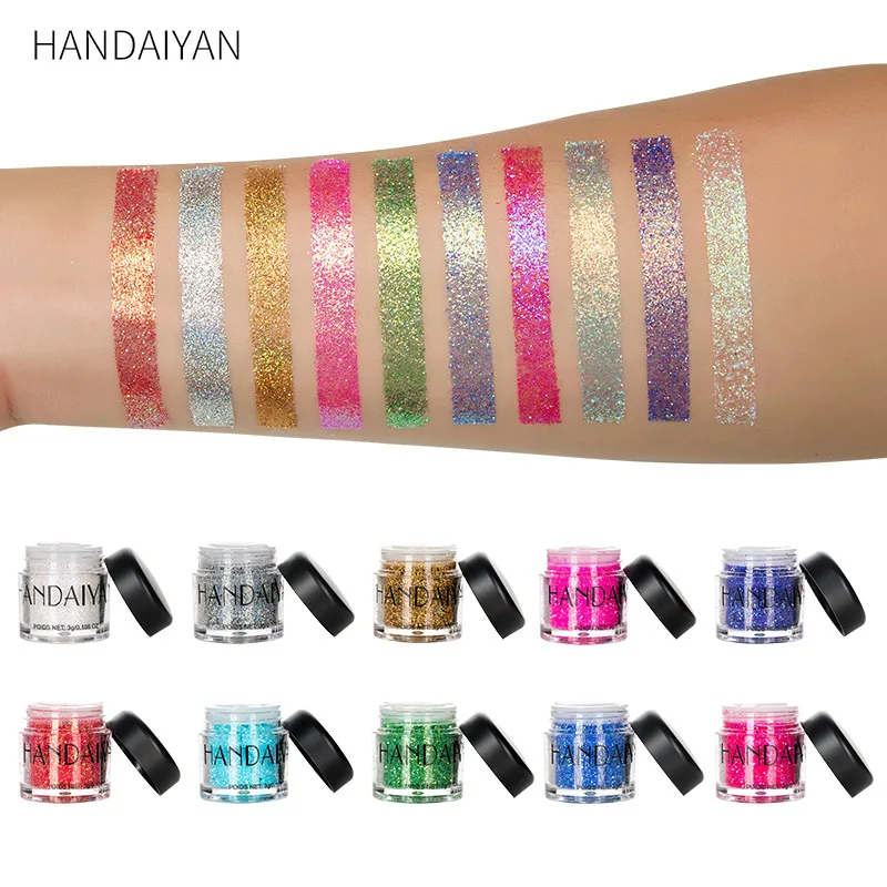 HANDAIYAN Single Color Glitter Eyeshadow Powder Nail Hair Body Face Glitter Gel Art Flash Loose Sequins Multifunction Sequins