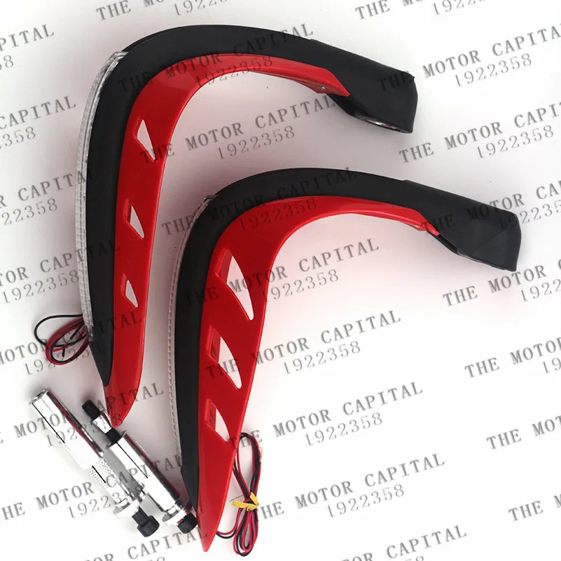 

high quality 1 Pair Universal Motorcycle Handguards Protector With LED Turn Signals Light red