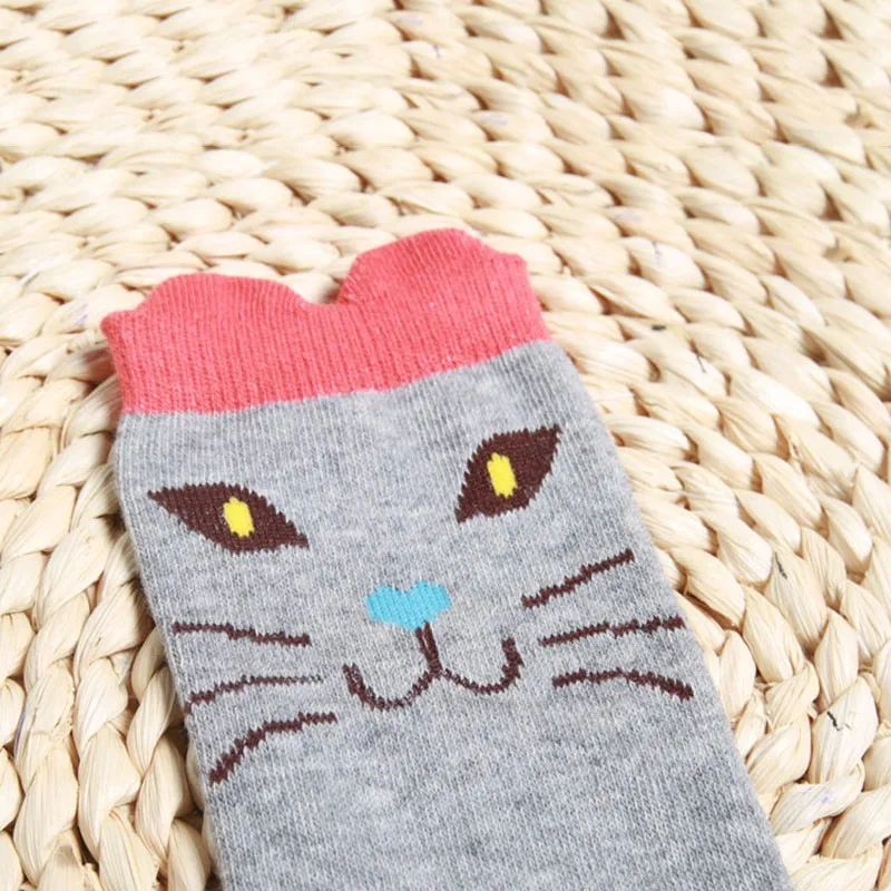 Streifen über Knie hohe süße Katze Bär Mädchen Strümpfe Kinder lange Beinwärmer Baumwolle Baby Socken_voghion.com