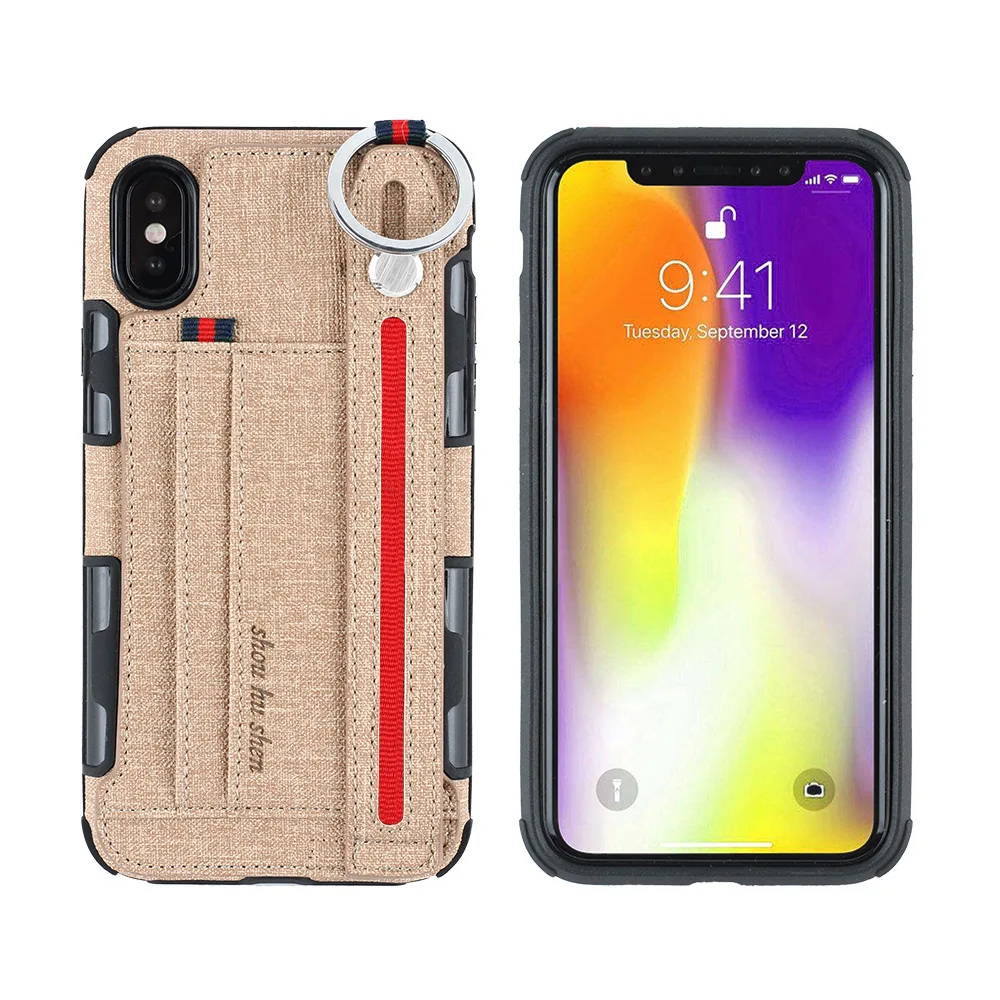 Кожаный чехол с ремешком и подставкой для iPhone XS Max XR X два слота карт кожаный из