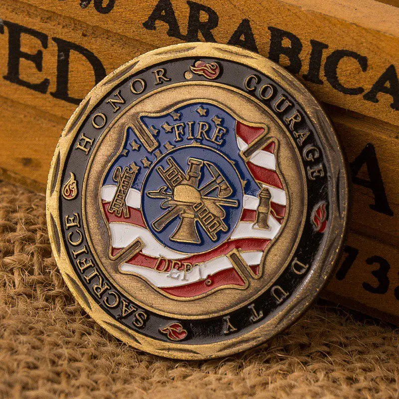 

Irregular Figure Copy Coin Colorful Fire Department Logo Coin Collection Memorial Coin Souvenir Gift Coins Collectibles