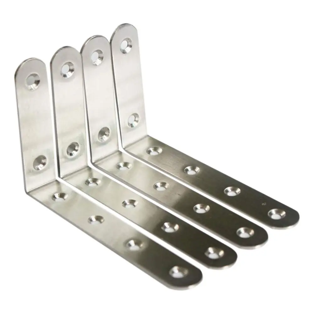 

4 Pcs Stainless Steel Corner Bracket Heavy Duty L Corner Brace Joint Angle Bracket Shelf Bracket Wall Hanging with Screw