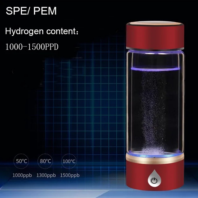 SPE/PEM водород богатый генератор бутылка с ионизатором воды со сливным отверстием Seperate H2 и O2 высокочистый водород ПЭТ бутылка использования - Цвет: Красный