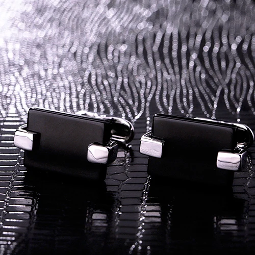 Imitation Platinum MAISHENOU модные рубашки запонки для Для мужчин бренд свадебные подарки пуговицы с черным камнем Запонки Высокое качество - Окраска металла: Imitation Platinum