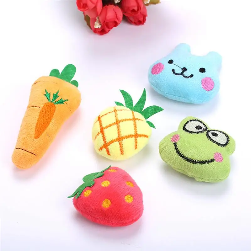 

1Pcs Pet Kitten Toy Mini Cute Catnip Toy Creative Strawberry Pineapple Frog Rabbit Fish Shape Pet Interactive Supplies For Cat