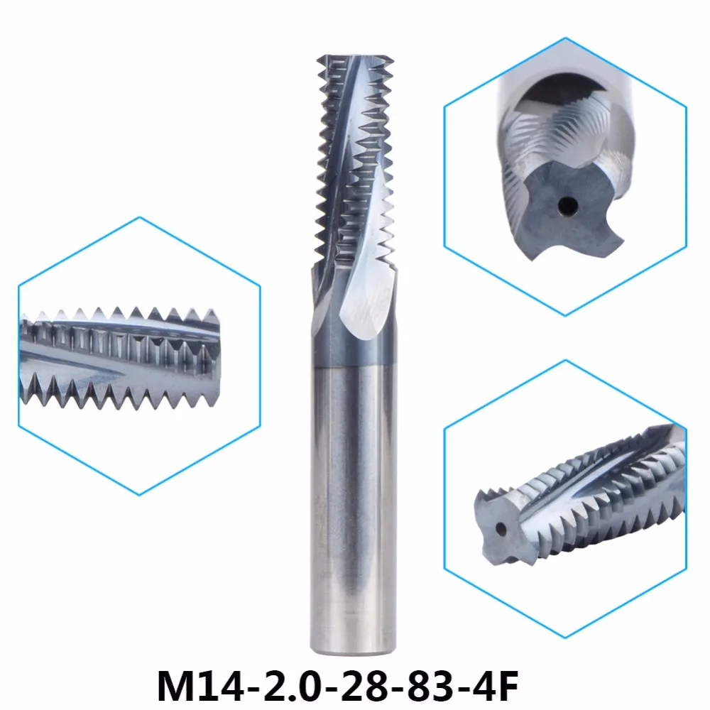 

Tungsten Carbide thread end mill 1pc M14-2.0-28-83-4F thread milling cutters M14*2.0 withTIALN coating Metric 2.0mm Pitch