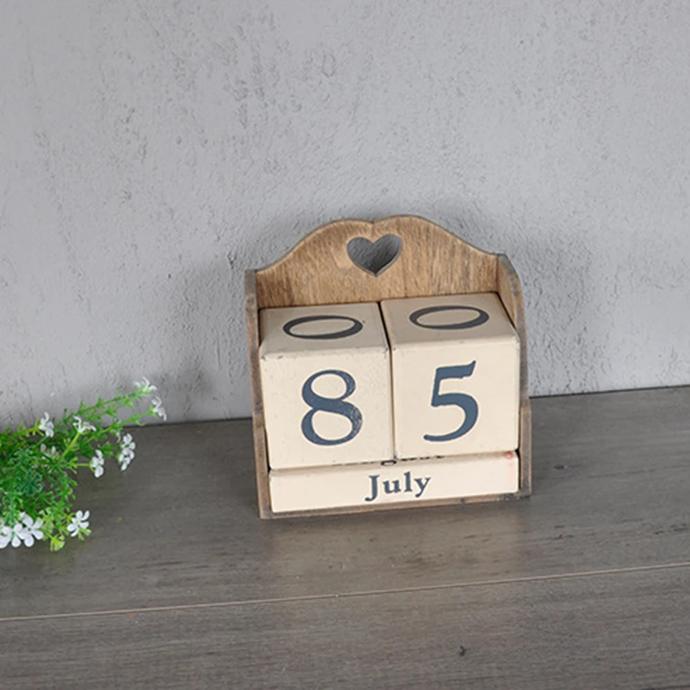 

Shop Durable Home Decoration Vintage Wooden Bar Arts Furnishings Gift Study Perpetual Calendar Living Room Learning Desktop