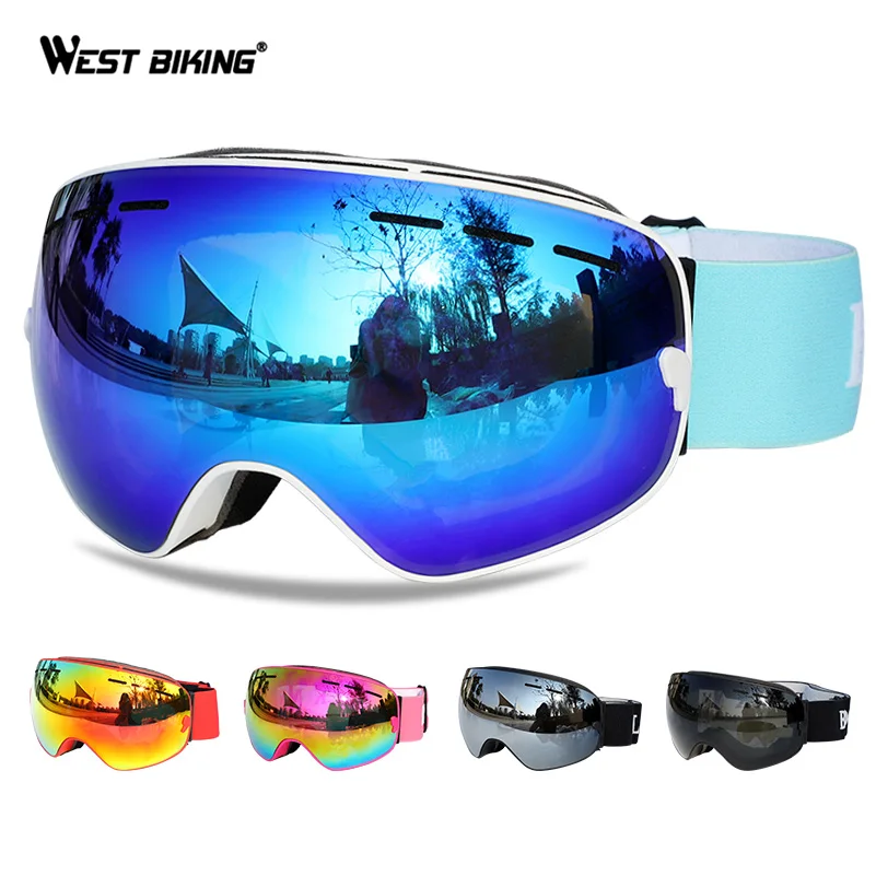 WEST ciclismo gafas de esquí doble capas UV400 Anti-niebla lente grande máscara de esquí gafas de esquí de invierno de las mujeres de los hombres de nieve snowboard gafas