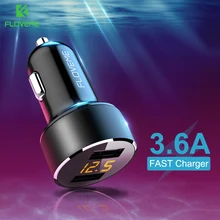 FLOVEME 18 Вт USB Автомобильное зарядное устройство для iPhone Xiaomi 3.6A Быстрая зарядка для мобильного телефона samsung двойной порт светодио дный светодиодный цифровой дисплей автомобильное зарядное устройство