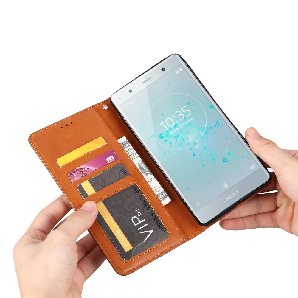 Кожаный чехол для Sony Xperia XZ2 Премиум флип кошелек PU кожаный телефона Чехлы карт