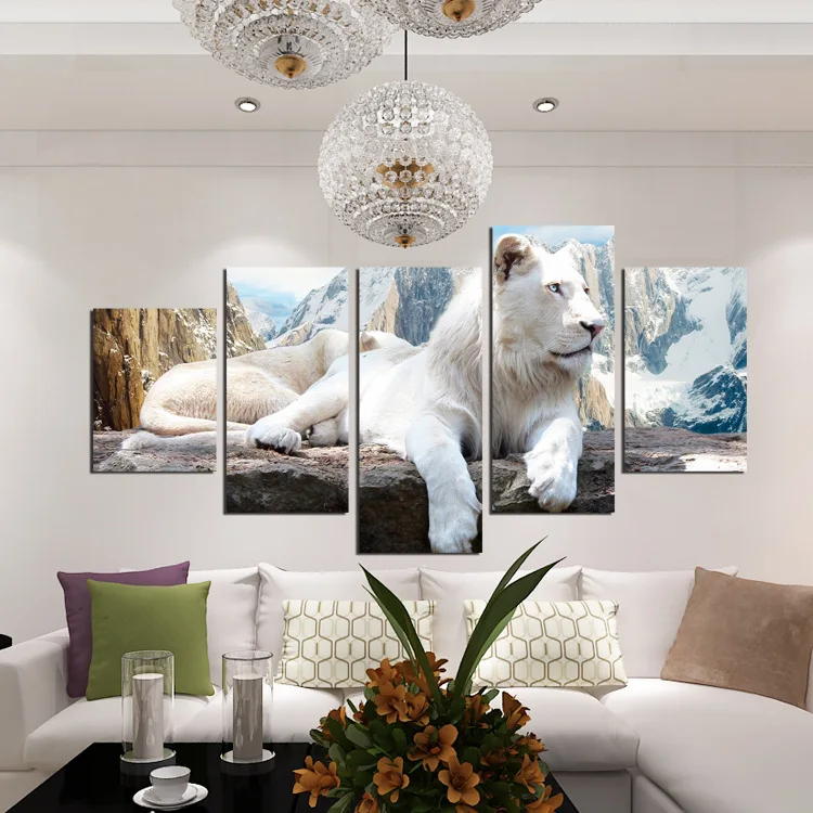

Snow white tiger animal oil painting home no border decoration 5 painting oil painting