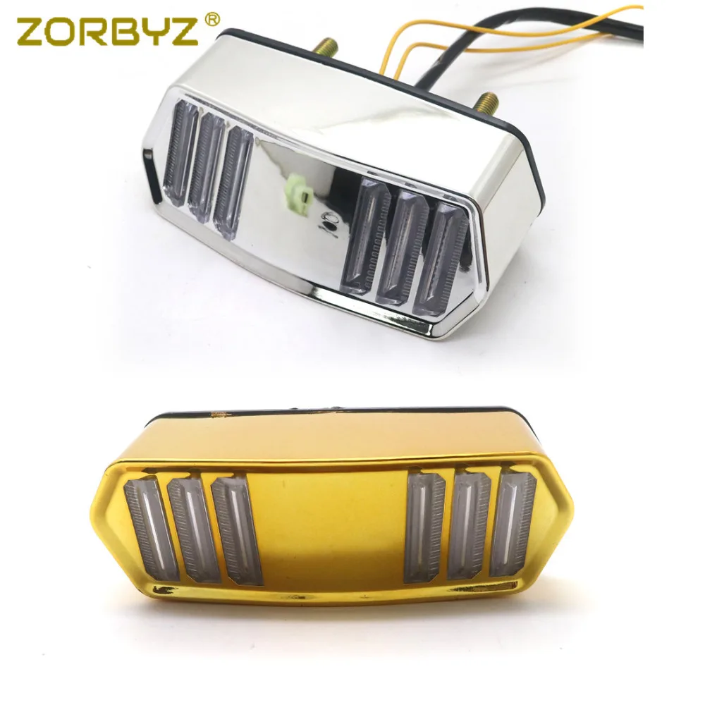 

ZORBYZ Motorcycle LED Chrome/Gold Tail Brake Running Turn Signals Light For Honda Grom MSX 125 CBR650F CTX700 CTX700N 2014-2015