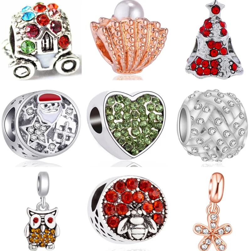

Luxurious Big Statement Shell Stars Crown Car Cup Owl Crystal Beads Charms Fit Original Pandora Bracelets for Women DIY Gifts