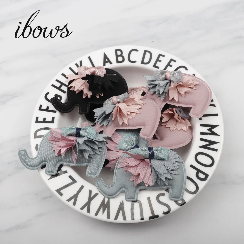 

ibows Elephant Shape Patches 42*75mm Sewing on Patches DIY Hairbows Baby Clothes Accessories Patchwork Decoration Applique