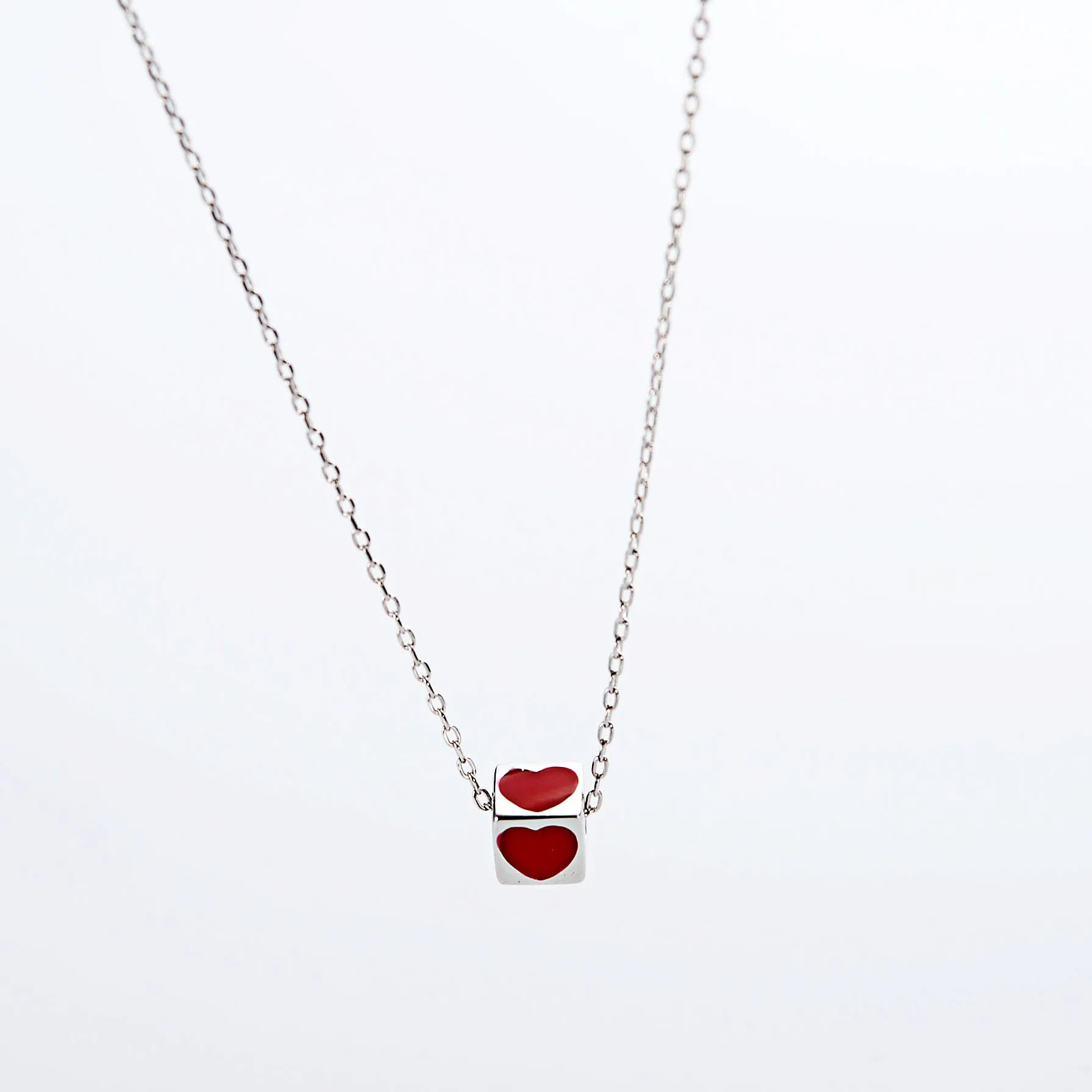red heart love Magic cube necklace woman 100% 925 Sterling silver nacklace Jewellery Clavicle chain pendant charms gift