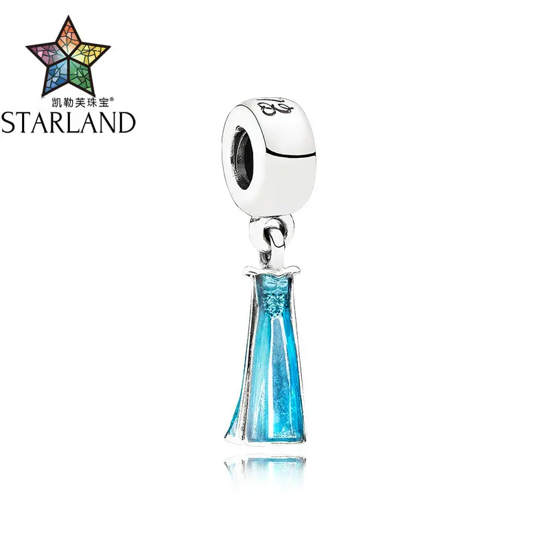 

Starland 2018 New 100% 925 Sterling Silver Princess's Skirt Blue Enamel Charm Bead Fit Original Bracelet Necklace Women Jewelry