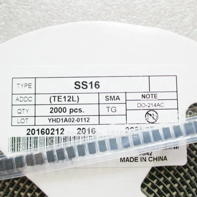 100PCS SS16 SMA SMD DO-214AC Schottky Diode ss16 SR160 | Электронные компоненты и принадлежности