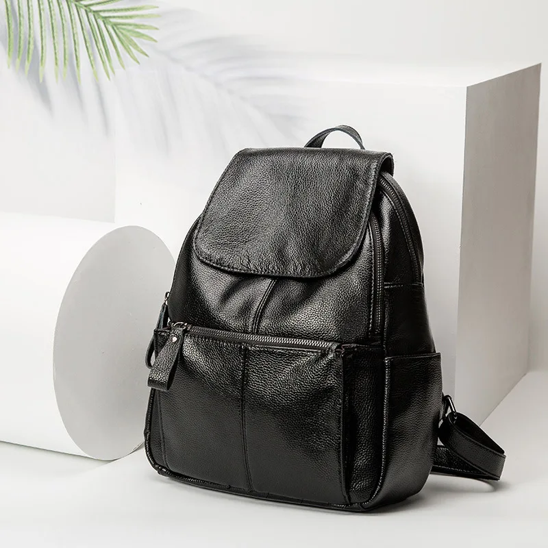 

Genuine Leather Shoulder Bag Ladies Fashion Cowhide Backpack School Wind Travel Bag Mini Backpack