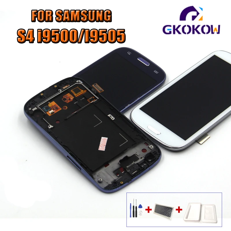 Для Samsung S4 GT-i9505 i9500 i950 ЖК-дисплей сенсорный экран панель дигитайзер + рамка в сборе