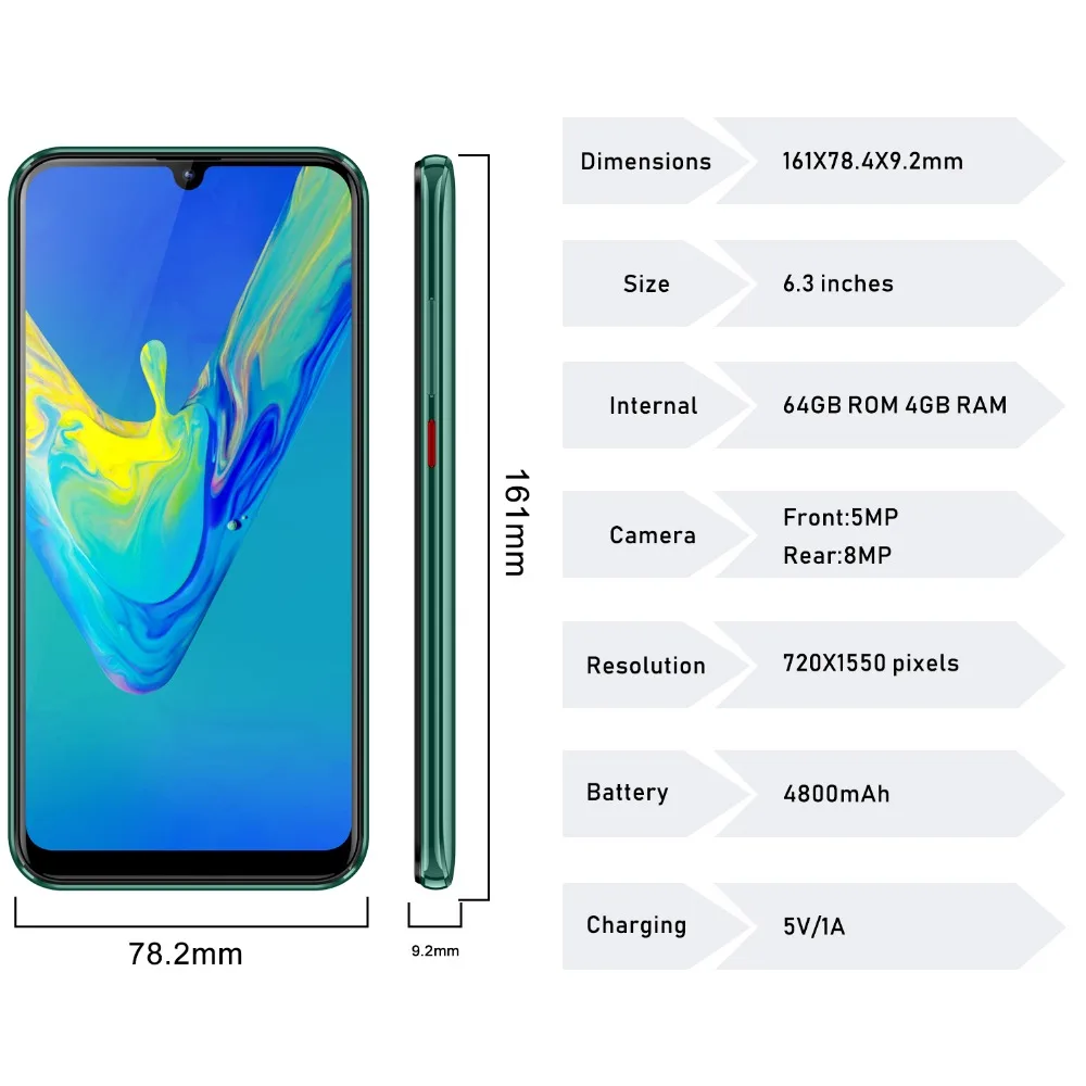 TEENO Vmobile M9 Mobile Phone Android 7.0 4GB 64GB 6.2\
