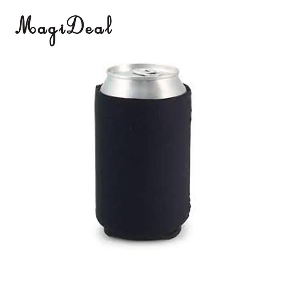 MagiDeal 5 Pieces Classic Neoprene Insulated Beer Can Cooler Soda Sleeve Covers Wraps Black
