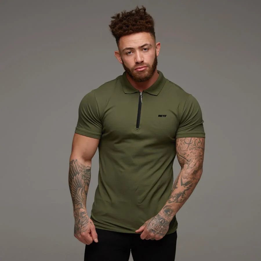 

2019 High Quality Quick Dry Polo Shirts Zipper Collar Men Short Sleeve Brand Masculina Polos Shirt for Men Pure Color Tops S-2XL