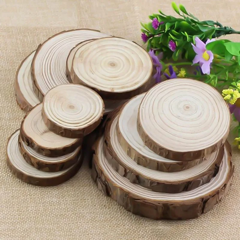 

Unfinished Natural Round Wood Slices Circles With Tree Bark Log Discs For DIY Crafts Wedding Party Painting Decoration