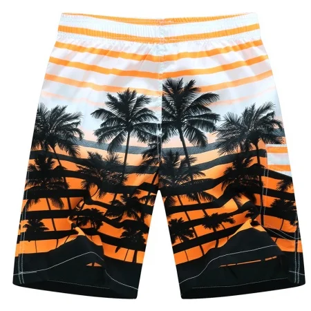 Новые мужские пляжные шорты с принтом Гавайский Быстросохнущий сундук шорты с сетчатой подкладкой Плюс Размер 6XL - Цвет: Золотой