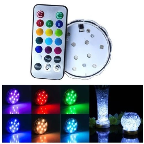 

CES Multicolor 10 Led Submersible Party Light Base With Remote Control Waterproof (No Battery)