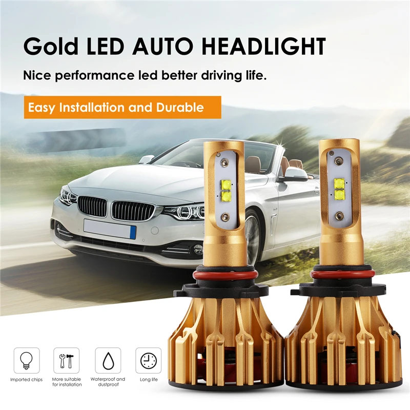 Auxmart Car LED Light 9005 HB3 9006 HB4 for Volkswagen Goif GT Jetta Passat LED Headlight