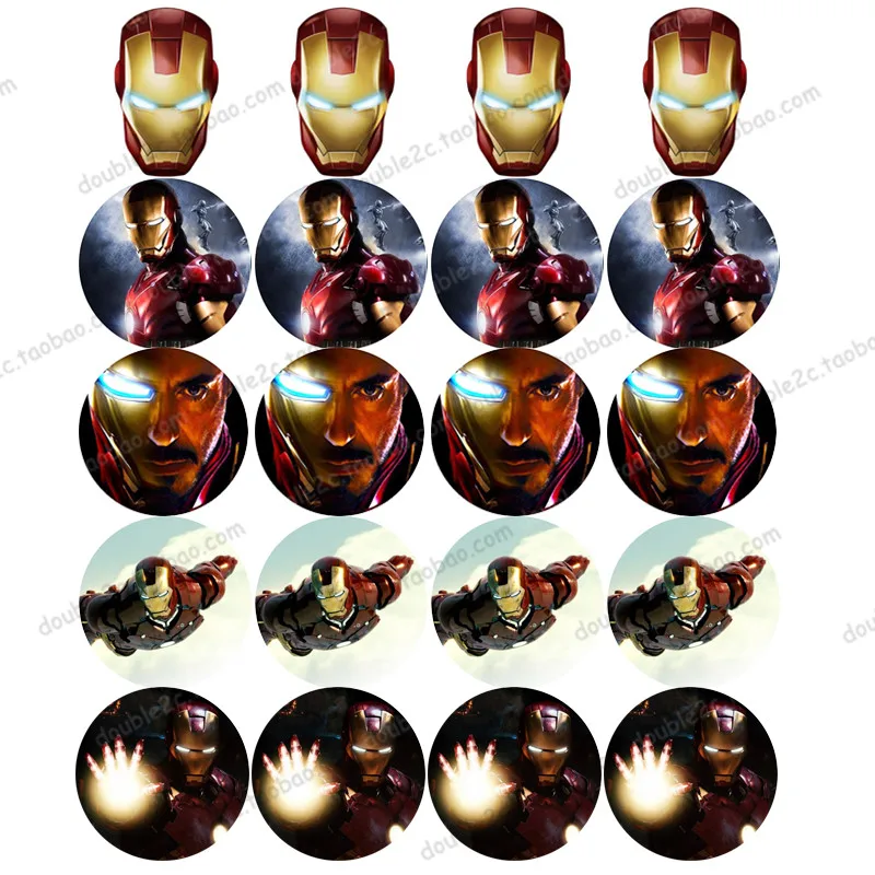 

Avengers Iron Man Edible Wafer Paper for Cake Topper 2" 20pcs/set Icing PaperBoys Birthday edible paper for cake decoration