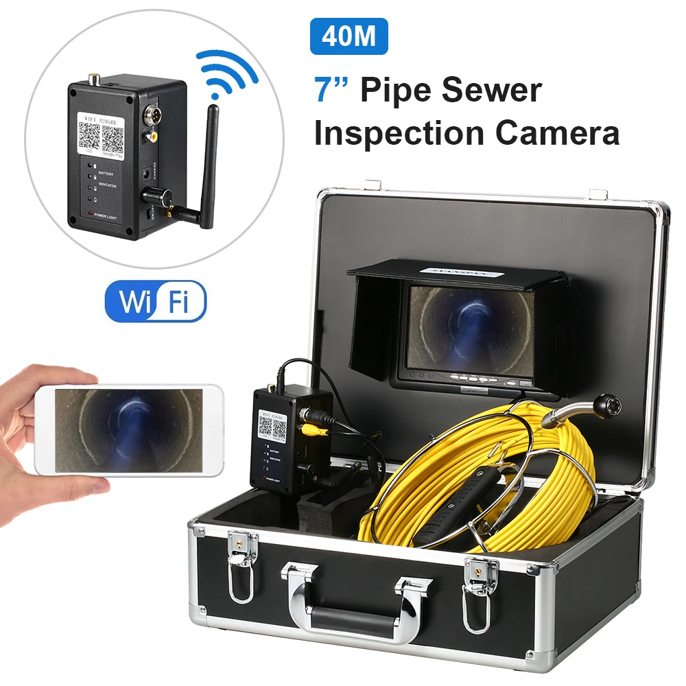 7 Inch Fish Finder  Wireless WiFi 20/30/40M Pipe Inspection Camera Drain Sewer Pipeline Industrial Endoscope with Meter Marking