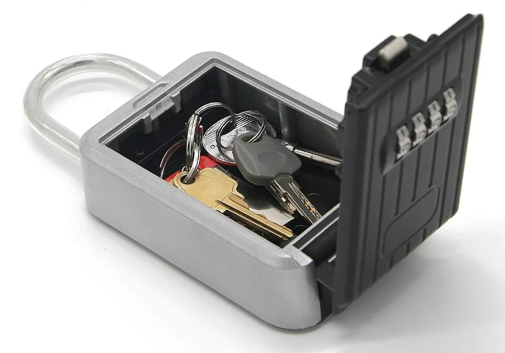 Key Lock Box with 4-Digit Pin Combination and Shackle - Perfect for Realtors, Guests, Tenants, Secure Portable Key Storage