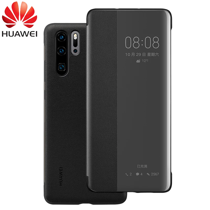 Оригинальный умный флип чехол для Huawei P30 Pro 100% Официальный кожаный HUAWEI телефона