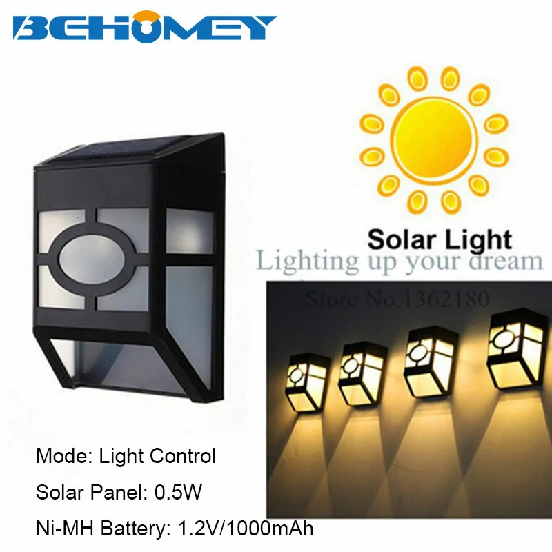 

4Pcs Behomey Outdoor Lighting Solar Lamps 2LEDs Waterproof IP65 Home Garden Landscape Lighting Wireless Light Control