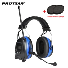 Protear NRR 25dB Bluetooth 4.3 Hearing Protector with Microphone Ear Defender Ear Protection with AM/FM Tuner