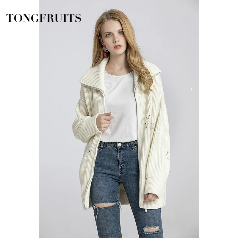 Autumn Winter Women Turn-down Collar Jacket Long Jacket Soild Color Causal Female Coat Outwear Zippers Veste Femme High Quality