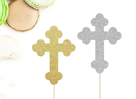 Glitter Cross Cupcake Toppers - Cross Toppers, Baptism Cupcake Toppers, First Communion, Baptism, Confirmation, Christening Cake Decorating Supplies - AliExpress