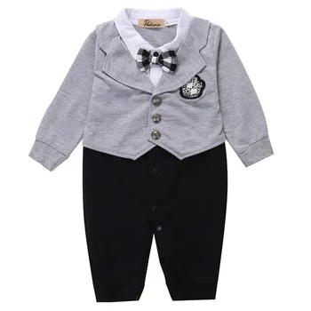 

Kid Infant Toddler Newborn Baby Boy Cotton Gentleman Long Sleeve Bow Tie Tops Romper Jumpsuit Formal Suit Clothes Outfit 0-24M