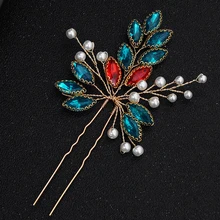 1 шт. Роскошные Красные Синие хрустальные винтажные свадебные заколки для волос и заколки со стразами жемчужные шпильки для невесты для женщин Свадебные украшения