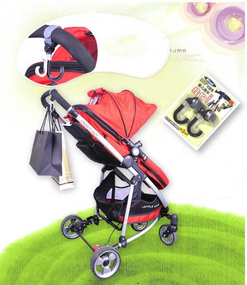 2pcs Lot Baby Stroller Hook Holder Pram Double Rotate Hook